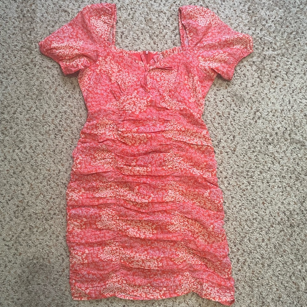 Pink Orange Floral Mini Dress - Picture 5 of 12